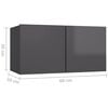 vidaXL Hanging TV Cabinets 2 pcs High Gloss Grey 60x30x30 cm