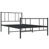 vidaXL Metal Bed Frame without Mattress with Footboard Black 75x190cm