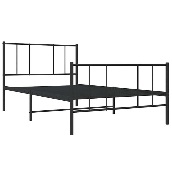 vidaXL Metal Bed Frame without Mattress with Footboard Black 75x190cm