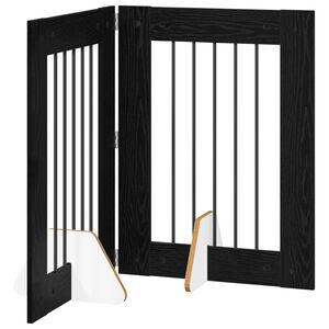 vidaXL Foldable Dog Gate with Stands 2 pcs Black Oak 120.5 cm