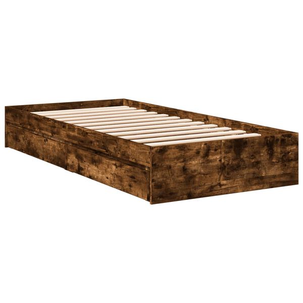 vidaXL Bed Frame with Drawers without Mattress Smoked Oak 90x190 cm Single