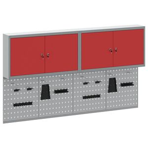 vidaXL Tool Cabinet Set with Shelf 6 pcs Red Powder-Coated Steel