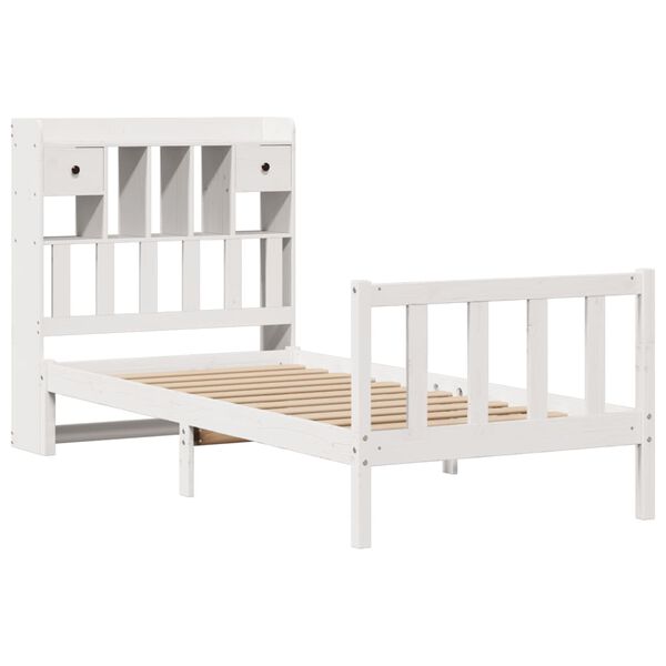 vidaXL Bookcase Bed without Mattress White 90x200 cm Solid Wood Pine