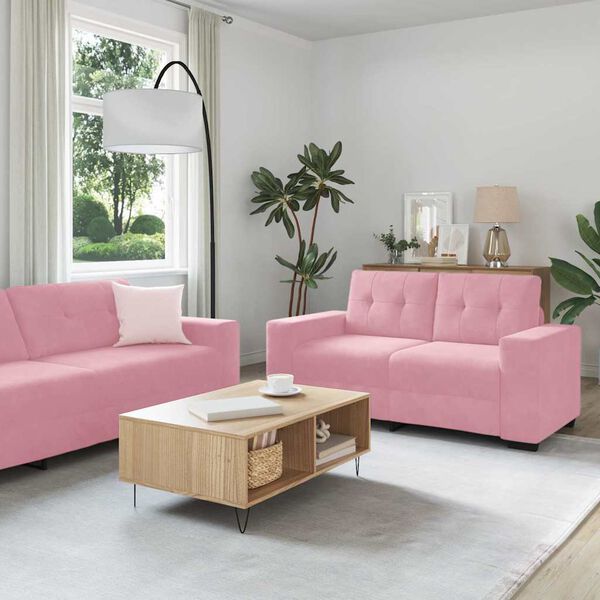 vidaXL Sofa 3 pcs Pink Velvet