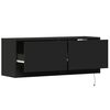 vidaXL TV Wall Cabinet with LED Lights Black 100x31x35 cm