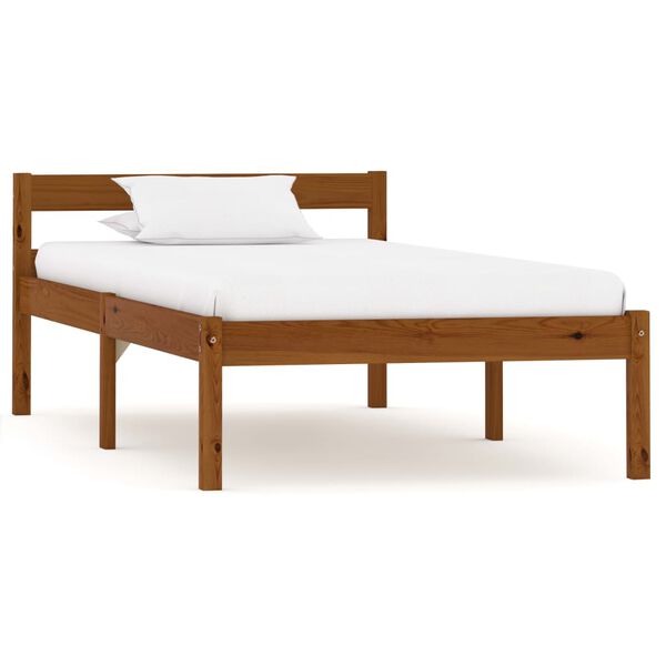vidaXL Bed Frame without Mattress Honey Brown Solid Pine Wood 90x200 cm