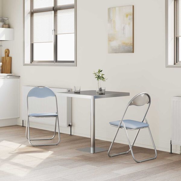 vidaXL Folding Chair 2 pcs Grey 48 x 43.5 x 81 cm Faux Leather