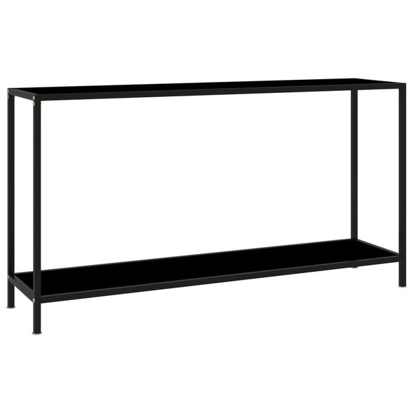 vidaXL Console Table Black 140x35x75 cm Tempered Glass