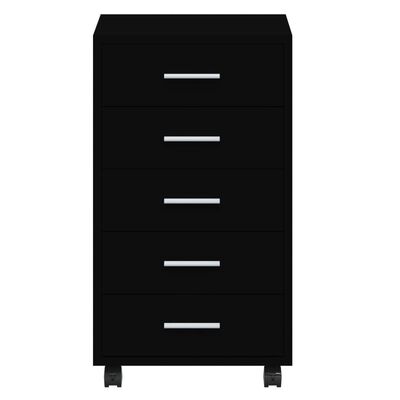 vidaXL Drawer Cabinet with Castors Black Engineered Wood