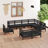 vidaXL 9 Piece Garden Lounge Set Solid Wood Pine Black