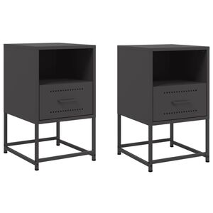 vidaXL Bedside Cabinets 2 pcs Black 36x39x60.5 cm Steel