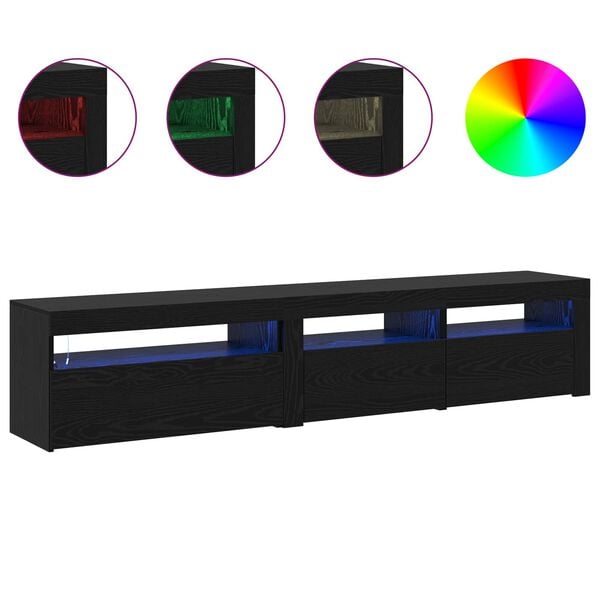 vidaXL TV Cabinet 2 pcs Black Oak 195 x 35 x 40 cm Engineered Wood