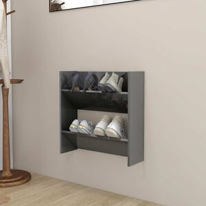 vidaXL Wall Shoe Cabinet High Gloss Grey 60x18x60 cm Engineered Wood