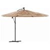 vidaXL Garden Parasol with with LEDs and Steel Pole Brown 269x269x235 cm