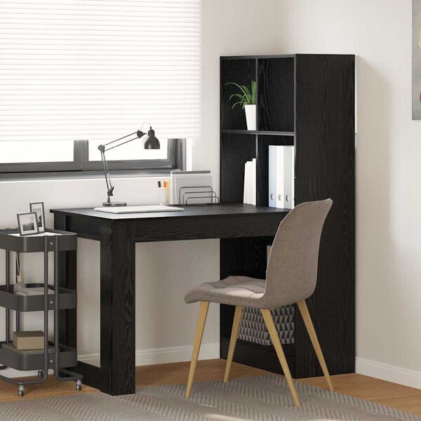 vidaXL Desk with Shelf Black Oak 122 x 67 x 145 cm Engineered Wood