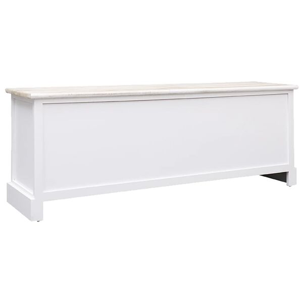 vidaXL TV Cabinet White&Light Brown 108x30x40 cm Solid Wood Paulownia