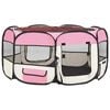 vidaXL Foldable Dog Playpen with Carrying Bag Pink 145x145x61 cm