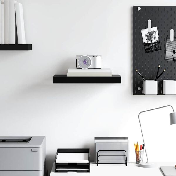 vidaXL Floating Wall Shelf Black 40x23x3.8 cm MDF