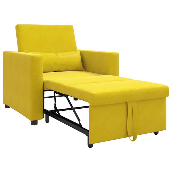 vidaXL Single Sofa Bed Reclining Yellow 90 x 165 x 87 cm Velvet