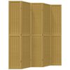 vidaXL Room Divider 5 Panels Brown Solid Wood Paulownia