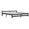 vidaXL Bed Frame without Mattress Dark Grey Solid Pinewood 200x200 cm (322025+2x321990)