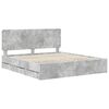 vidaXL Bed Frame with Drawer Concrete Grey 200 x 200 cm Engineer Wood