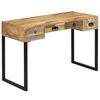 vidaXL Desk Solid Mango Wood and Real Leather 117x50x76 cm