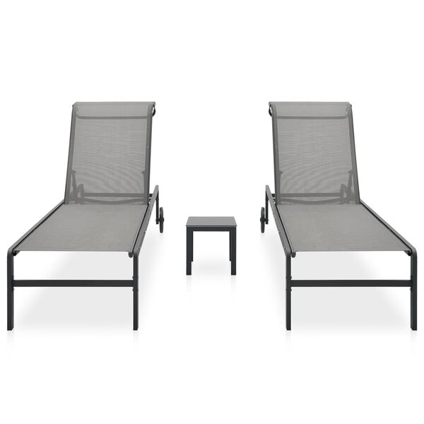 vidaXL Sun Loungers 2 pcs with Table Textilene and Steel