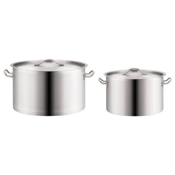 vidaXL 2 Piece Stock Pot Set 58/32 L Stainless Steel