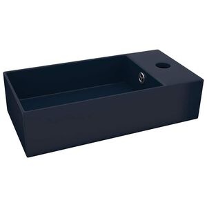 vidaXL Bathroom Sink with Overflow Ceramic Dark Blue