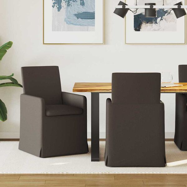 vidaXL Dining Chairs with Wheels 2 pcs Dark grey 57 x 67 x 95 cm Linen