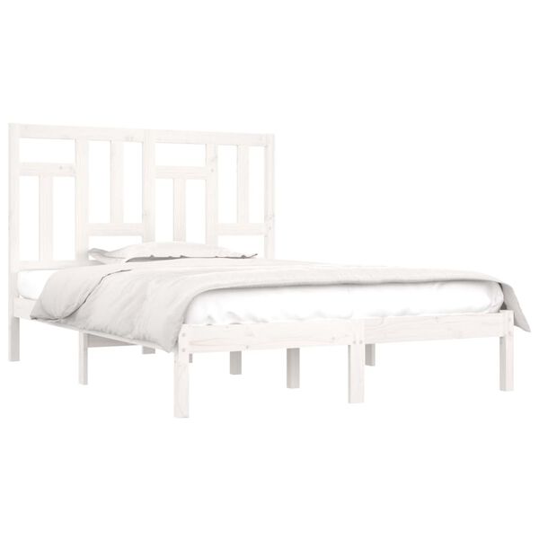 vidaXL Bed Frame without Mattress White 200x200 cm Solid Wood Pine