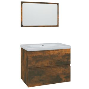 vidaXL Bathroom Furniture Set Smoked Oak Engineered Wood