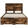 vidaXL Bed Frame with Drawer Smoked Oak 135 x 190 cm Engineered Wood