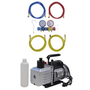vidaXL Vacuum Pump with 4-way Manifold Gauge Set for Air Conditioning