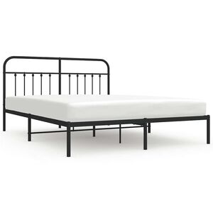 vidaXL Metal Bed Frame without Mattress with Headboard Black 183x213cm