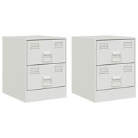 vidaXL Bedside Cabinets 2 pcs White 34.5x39x44 cm Steel