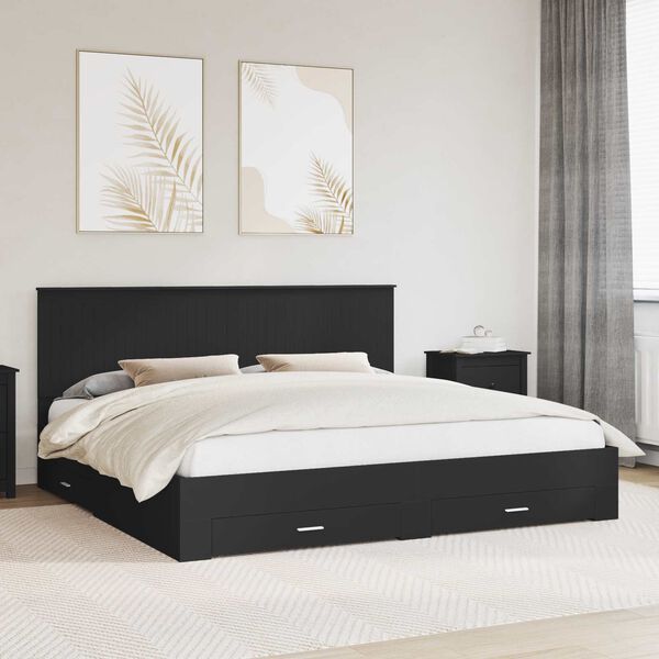 vidaXL Bed Frame Black and Silver 200 x 200 cm Engineered Wood