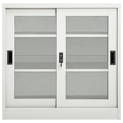 vidaXL Sliding Door Cabinet Light Grey 90x40x90 cm Steel