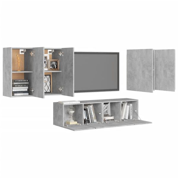 vidaXL 6 Piece TV Cabinet Set Concrete Grey Engineered Wood
