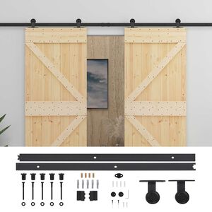 vidaXL Sliding Door 2 pcs 80 x 210 cm Solid Pine Wood