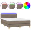 vidaXL Box Spring Bed with Mattress&LED Taupe 140x190cm Fabric