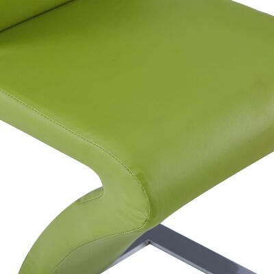 vidaXL Dining Chairs with Zigzag Shape 4 pcs Green Faux Leather