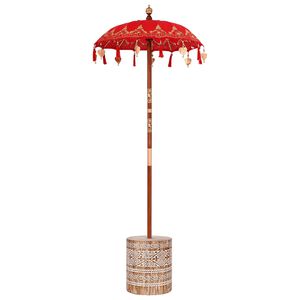 vidaXL Parasol with Base Red 95 x 95 x 260 cm Cotton and Wood