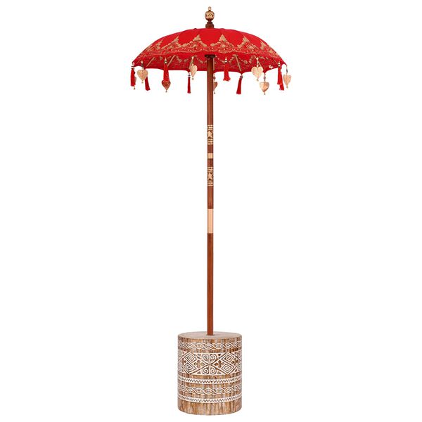 vidaXL Parasol with Base Red 95 x 95 x 260 cm Cotton and Wood