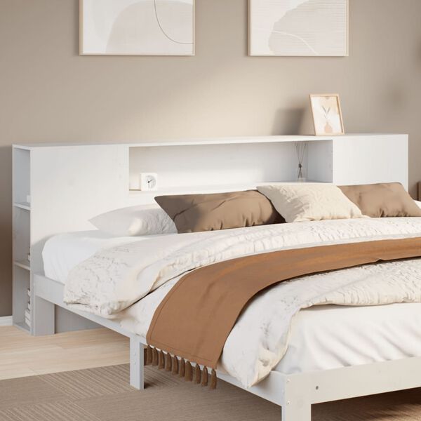 vidaXL Headboard with Storage White 180 cm Solid Wood Pine