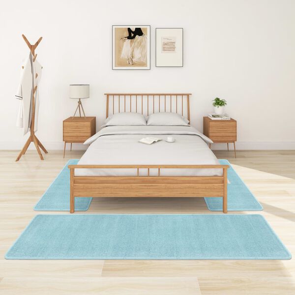 vidaXL Bed Carpets Shaggy High Pile 3 pcs Turquoise