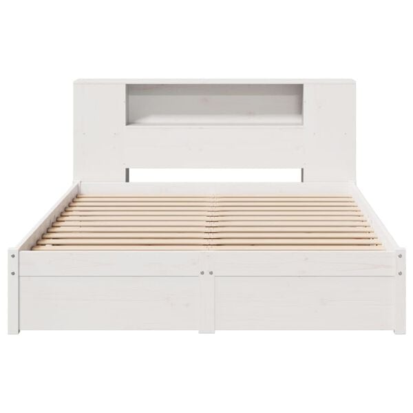 vidaXL Bookcase Bed without Mattress White 140x200cm Solid Wood Pine