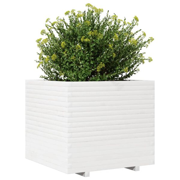 vidaXL Garden Planter White 80x80x72 cm Solid Wood Pine