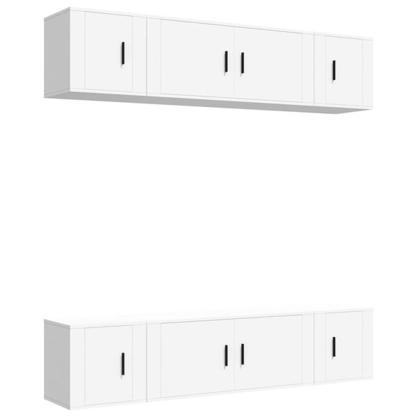 vidaXL 6 Piece TV Cabinet Set White Engineered Wood